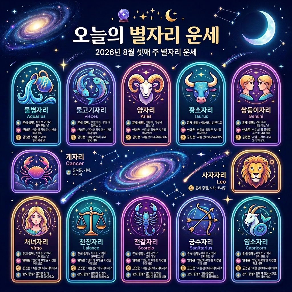 2024년 10월 26일 오늘의 별자리 운세와 열두 별자리 카드